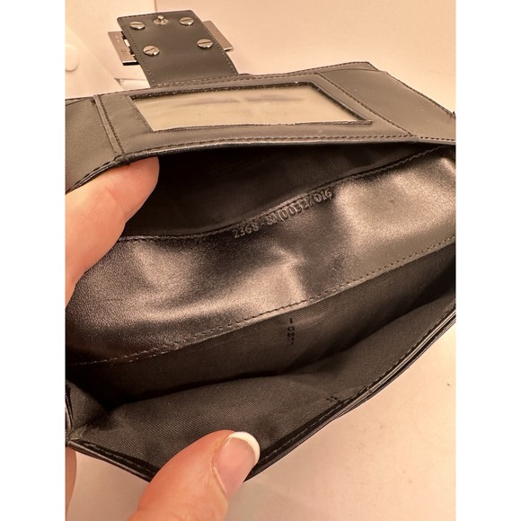 Fendi Long Wallet Zucca Monogram Black Leather Canvas Silver Buckle Authentic - Picture 9 of 13